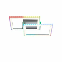 Plafonnier Leuchten-Direkt FELIX60 LED Acier brossé, 1 lumière, Télécommandes, Changeur de couleurs
