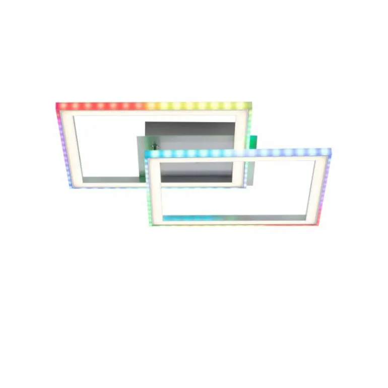 Plafonnier Leuchten-Direkt FELIX60 LED Acier brossé, 1 lumière, Télécommandes, Changeur de couleurs
