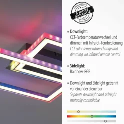 Plafonnier Leuchten-Direkt FELIX60 LED Acier brossé, 1 lumière, Télécommandes, Changeur de couleurs
