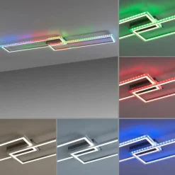 Plafonnier Leuchten-Direkt FELIX60 LED Acier brossé, 1 lumière, Télécommandes, Changeur de couleurs