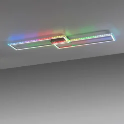 Plafonnier Leuchten-Direkt FELIX60 LED Acier brossé, 1 lumière, Télécommandes, Changeur de couleurs