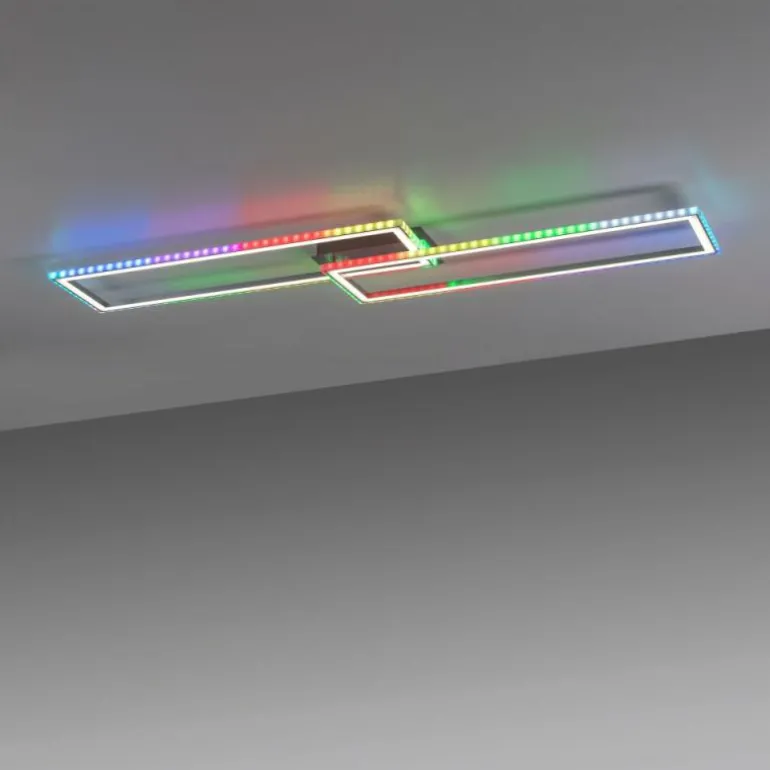 Plafonnier Leuchten-Direkt FELIX60 LED Acier brossé, 1 lumière, Télécommandes, Changeur de couleurs