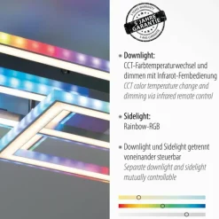 Plafonnier Leuchten-Direkt FELIX60 LED Acier brossé, 1 lumière, Télécommandes, Changeur de couleurs