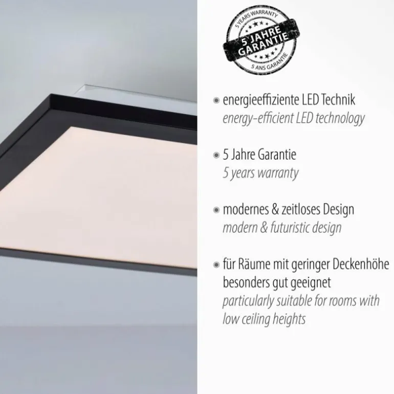 Plafonnier Leuchten-Direkt FLAT LED Noir, 1 lumière