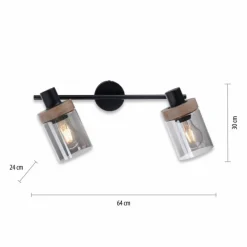 Plafonnier Leuchten-Direkt PASQUAL Noir, 2 lumières