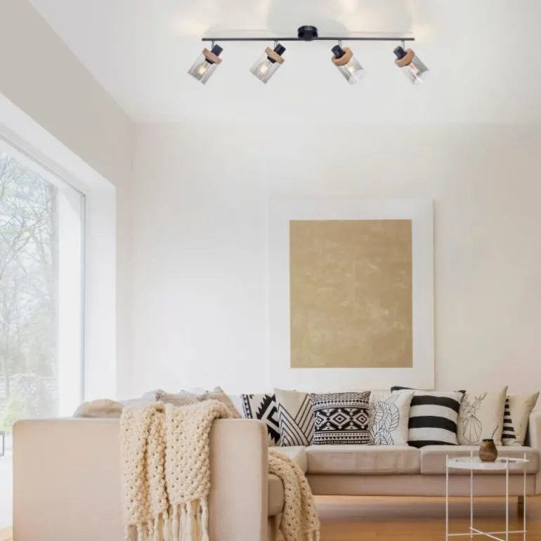 Plafonnier Leuchten-Direkt PASQUAL Noir, 4 lumières