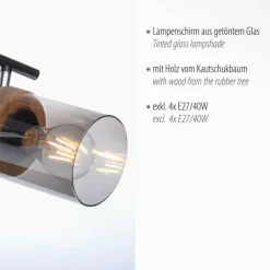 Plafonnier Leuchten-Direkt PASQUAL Noir, 4 lumières