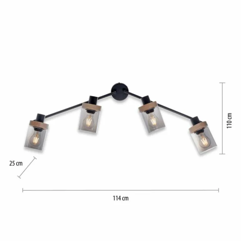 Plafonnier Leuchten-Direkt PASQUAL Noir, 4 lumières