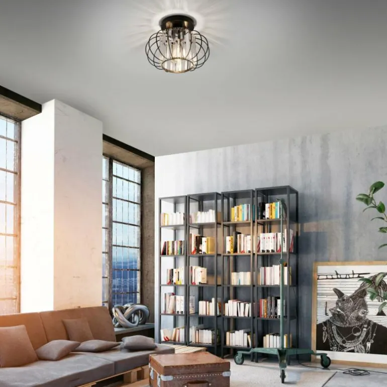 Plafonnier Leuchten-Direkt SCULA Noir, 1 lumière