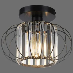 Plafonnier Leuchten-Direkt SCULA Noir, 1 lumière