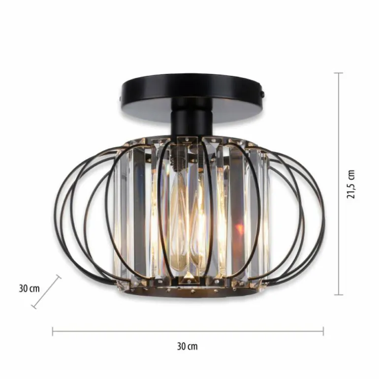 Plafonnier Leuchten-Direkt SCULA Noir, 1 lumière