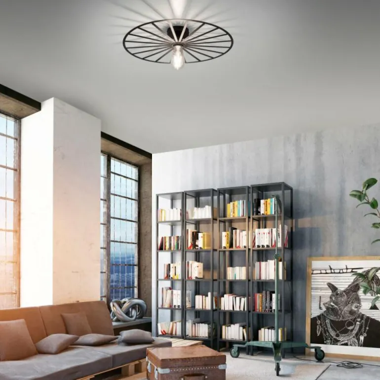 Plafonnier Leuchten-Direkt SPIKE Noir, 1 lumière