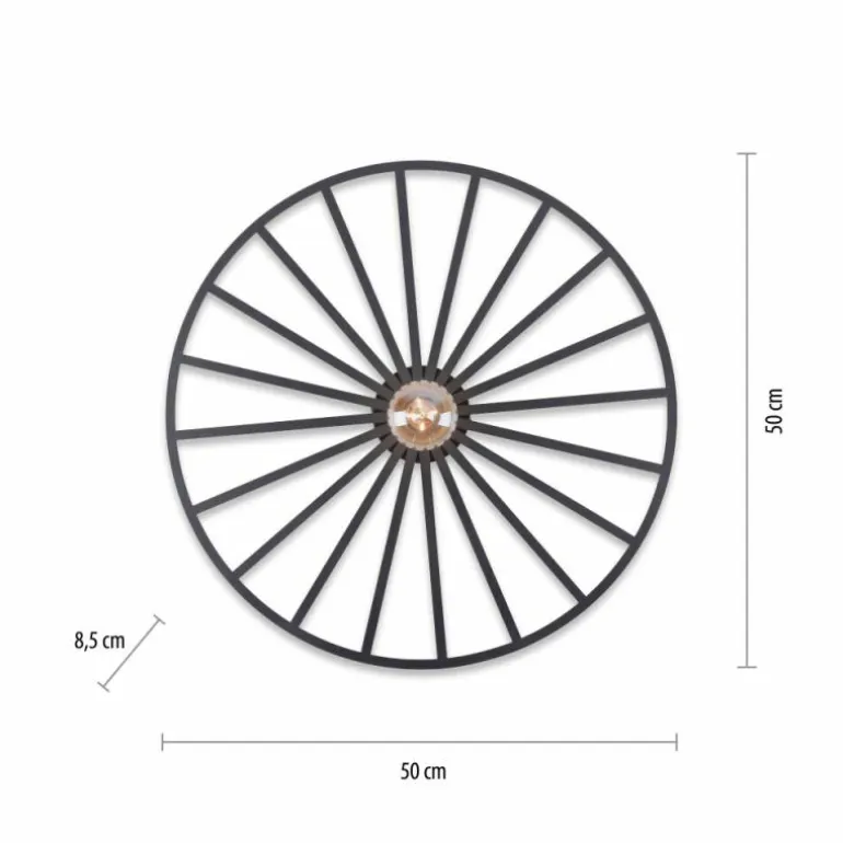 Plafonnier Leuchten-Direkt SPIKE Noir, 1 lumière