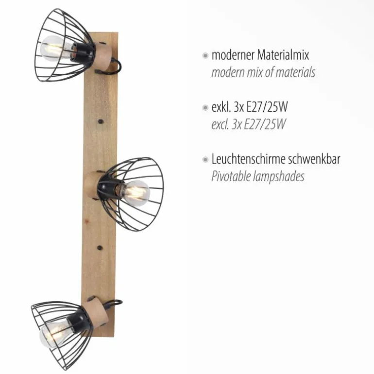 Plafonnier Leuchten-Direkt LAMI Écru, 3 lumières