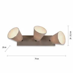 Plafonnier Leuchten-Direkt RIALA Taupe, 3 lumières