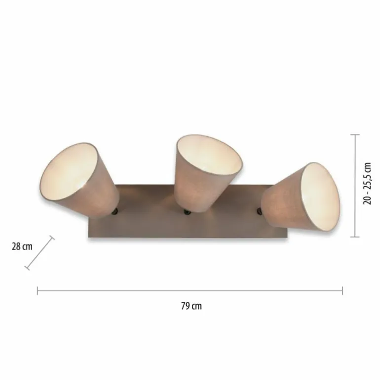 Plafonnier Leuchten-Direkt RIALA Taupe, 3 lumières