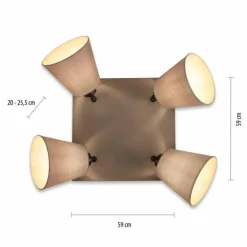 Plafonnier Leuchten-Direkt RIALA Taupe, 4 lumières