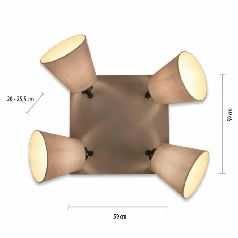 Plafonnier Leuchten-Direkt RIALA Taupe, 4 lumières