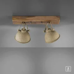 Plafonnier Leuchten-Direkt SAMIA Bois foncé, 2 lumières