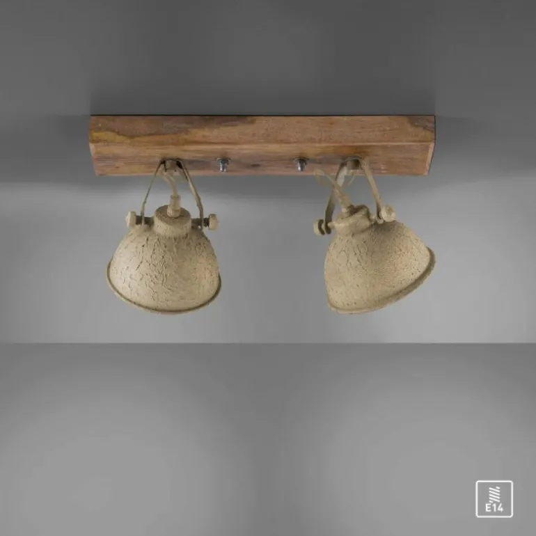 Plafonnier Leuchten-Direkt SAMIA Bois foncé, 2 lumières