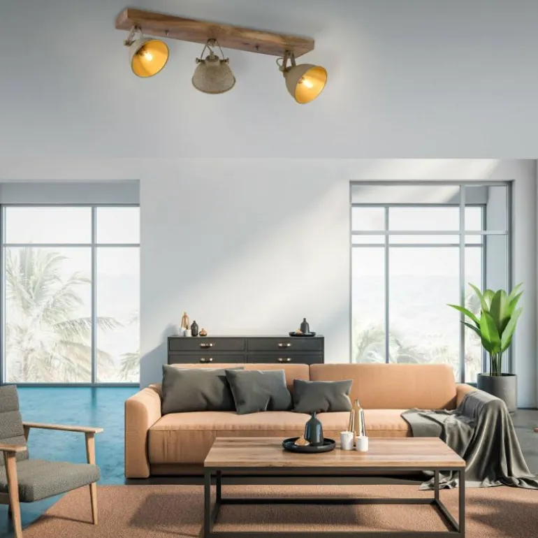 Plafonnier Leuchten-Direkt SAMIA Bois foncé, 3 lumières