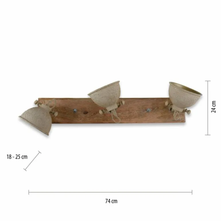 Plafonnier Leuchten-Direkt SAMIA Bois foncé, 3 lumières