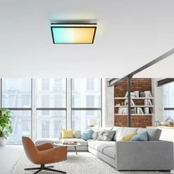 Plafonnier Leuchten-Direkt MARIO BLACK LED Noir, 1 lumière, Télécommandes, Changeur de couleurs