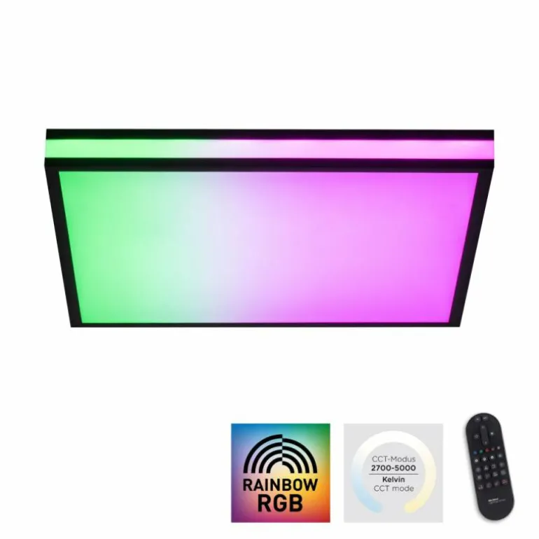 Plafonnier Leuchten-Direkt MARIO BLACK LED Noir, 1 lumière, Télécommandes, Changeur de couleurs