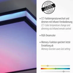 Plafonnier Leuchten-Direkt MARIO BLACK LED Noir, 1 lumière, Télécommandes, Changeur de couleurs