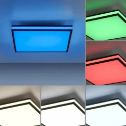 Plafonnier Leuchten-Direkt MARIO BLACK LED Noir, 1 lumière, Télécommandes, Changeur de couleurs