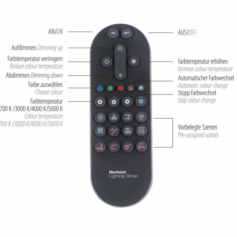 Plafonnier Leuchten-Direkt MARIO BLACK LED Noir, 1 lumière, Télécommandes, Changeur de couleurs