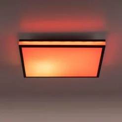 Plafonnier Leuchten-Direkt MARIO BLACK LED Noir, 1 lumière, Télécommandes, Changeur de couleurs