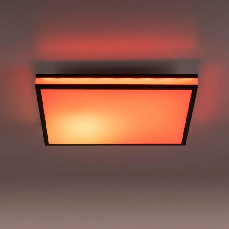 Plafonnier Leuchten-Direkt MARIO BLACK LED Noir, 1 lumière, Télécommandes, Changeur de couleurs