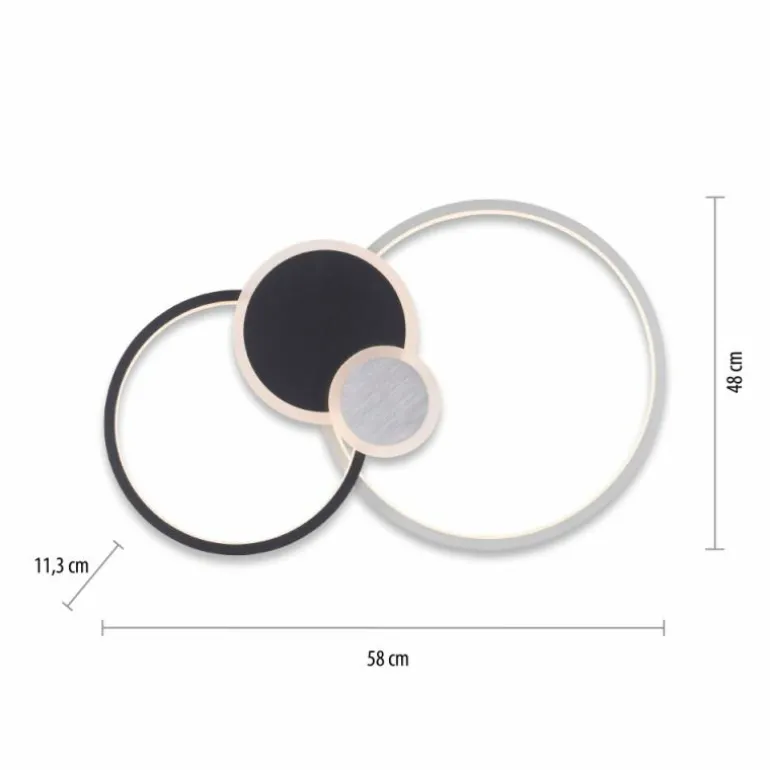 Plafonnier Leuchten-Direkt PAPILON LED Noir, 1 lumière