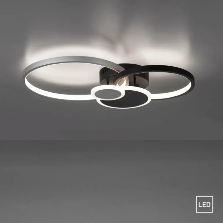 Plafonnier Leuchten-Direkt PAPILON LED Noir, 1 lumière