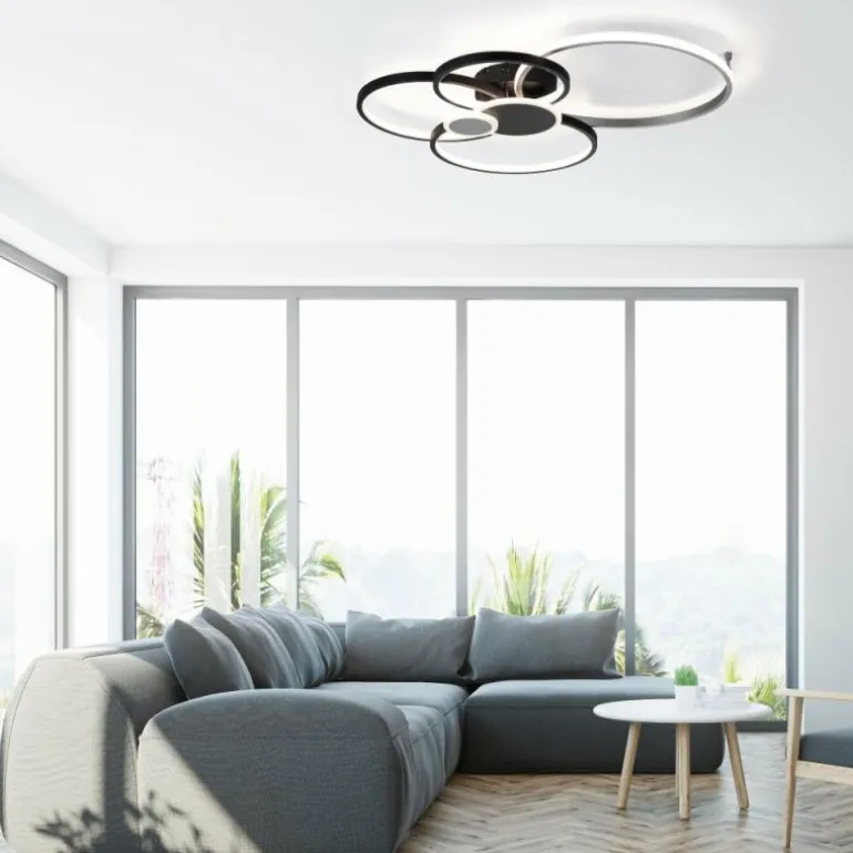 Plafonnier Leuchten-Direkt PAPILON LED Noir, 1 lumière