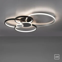 Plafonnier Leuchten-Direkt PAPILON LED Noir, 1 lumière