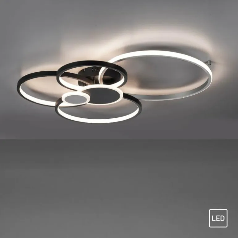 Plafonnier Leuchten-Direkt PAPILON LED Noir, 1 lumière