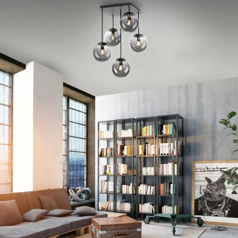 Plafonnier Leuchten-Direkt BIG WIDOW Noir, 5 lumières