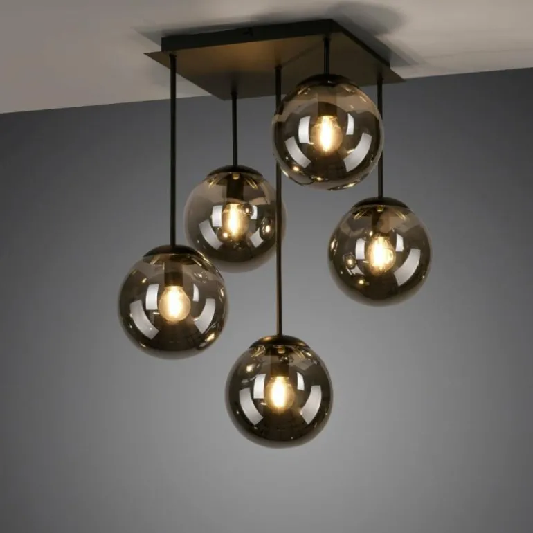 Plafonnier Leuchten-Direkt BIG WIDOW Noir, 5 lumières