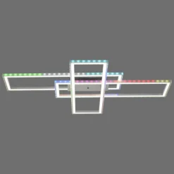 Plafonnier Leuchten-Direkt FELIX60 LED Acier brossé, 2 lumières, Télécommandes, Changeur de couleurs