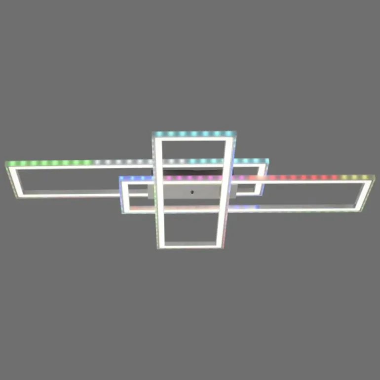 Plafonnier Leuchten-Direkt FELIX60 LED Acier brossé, 2 lumières, Télécommandes, Changeur de couleurs