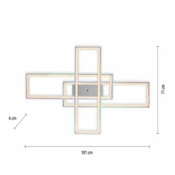 Plafonnier Leuchten-Direkt FELIX60 LED Acier brossé, 2 lumières, Télécommandes, Changeur de couleurs