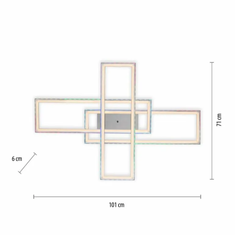 Plafonnier Leuchten-Direkt FELIX60 LED Acier brossé, 2 lumières, Télécommandes, Changeur de couleurs