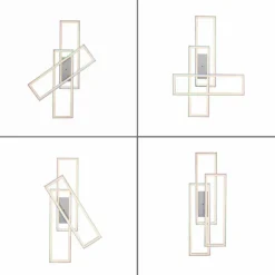 Plafonnier Leuchten-Direkt FELIX60 LED Acier brossé, 2 lumières, Télécommandes, Changeur de couleurs