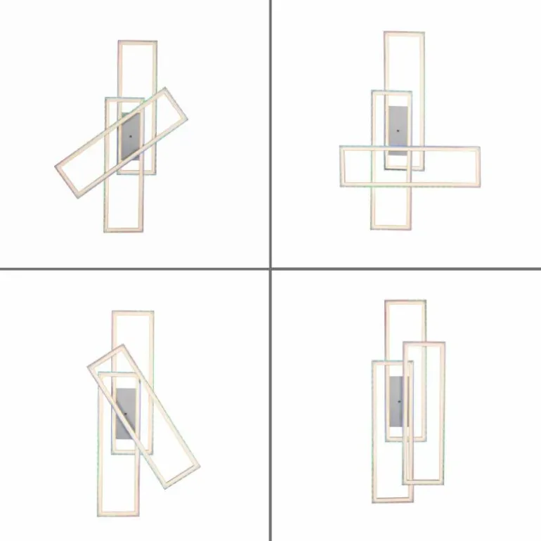 Plafonnier Leuchten-Direkt FELIX60 LED Acier brossé, 2 lumières, Télécommandes, Changeur de couleurs