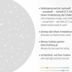 Plafonnier Leuchten-Direkt SPARKLE LED Blanc, 1 lumière, Télécommandes