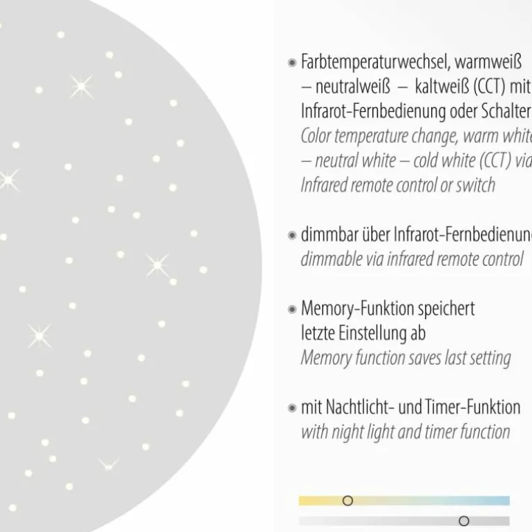 Plafonnier Leuchten-Direkt SPARKLE LED Blanc, 1 lumière, Télécommandes