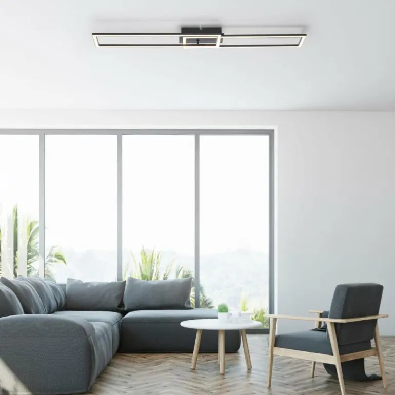 Plafonnier Leuchten-Direkt IVEN LED Noir, 1 lumière, Télécommandes