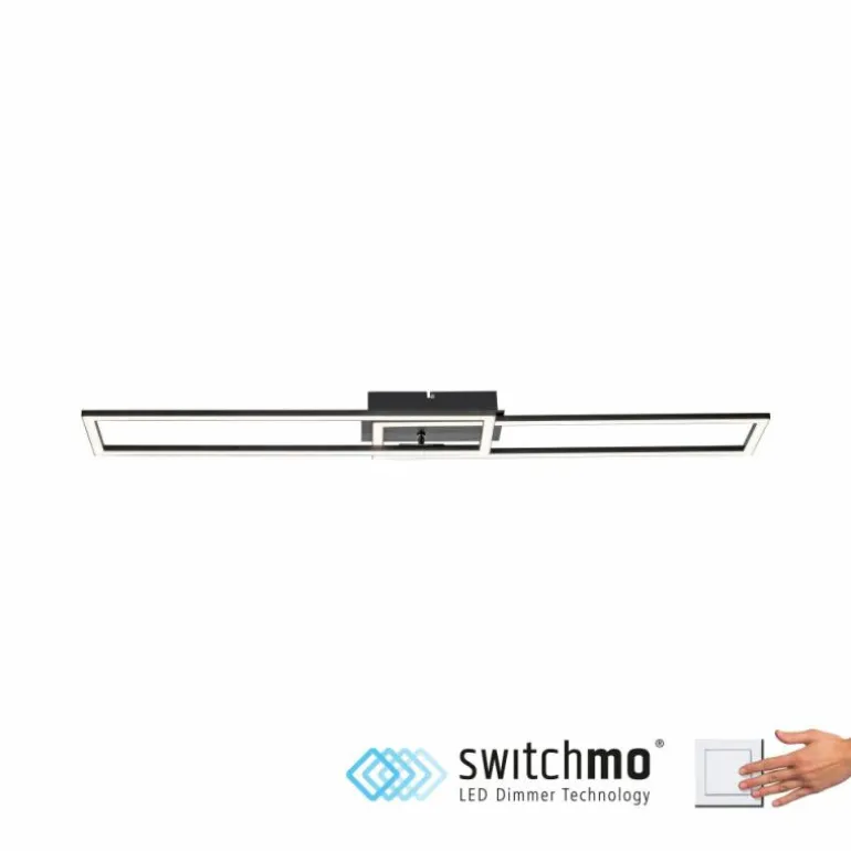 Plafonnier Leuchten-Direkt IVEN LED Noir, 1 lumière, Télécommandes